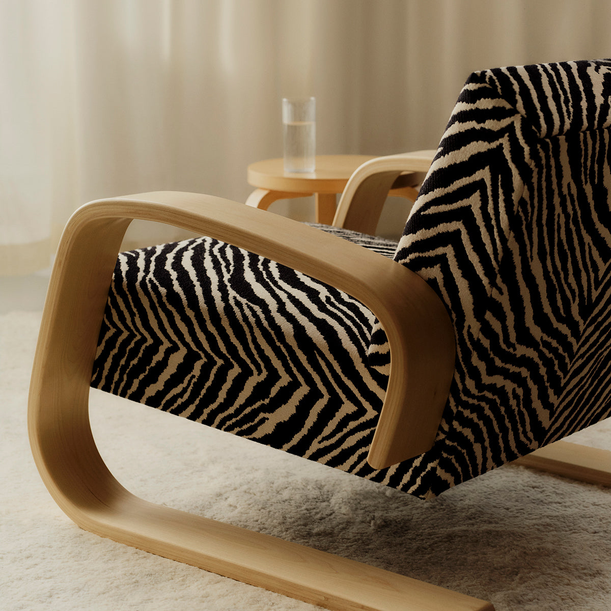 Artek Alvar Aalto Natural Birch Lounge Chair 400 - Upholstered