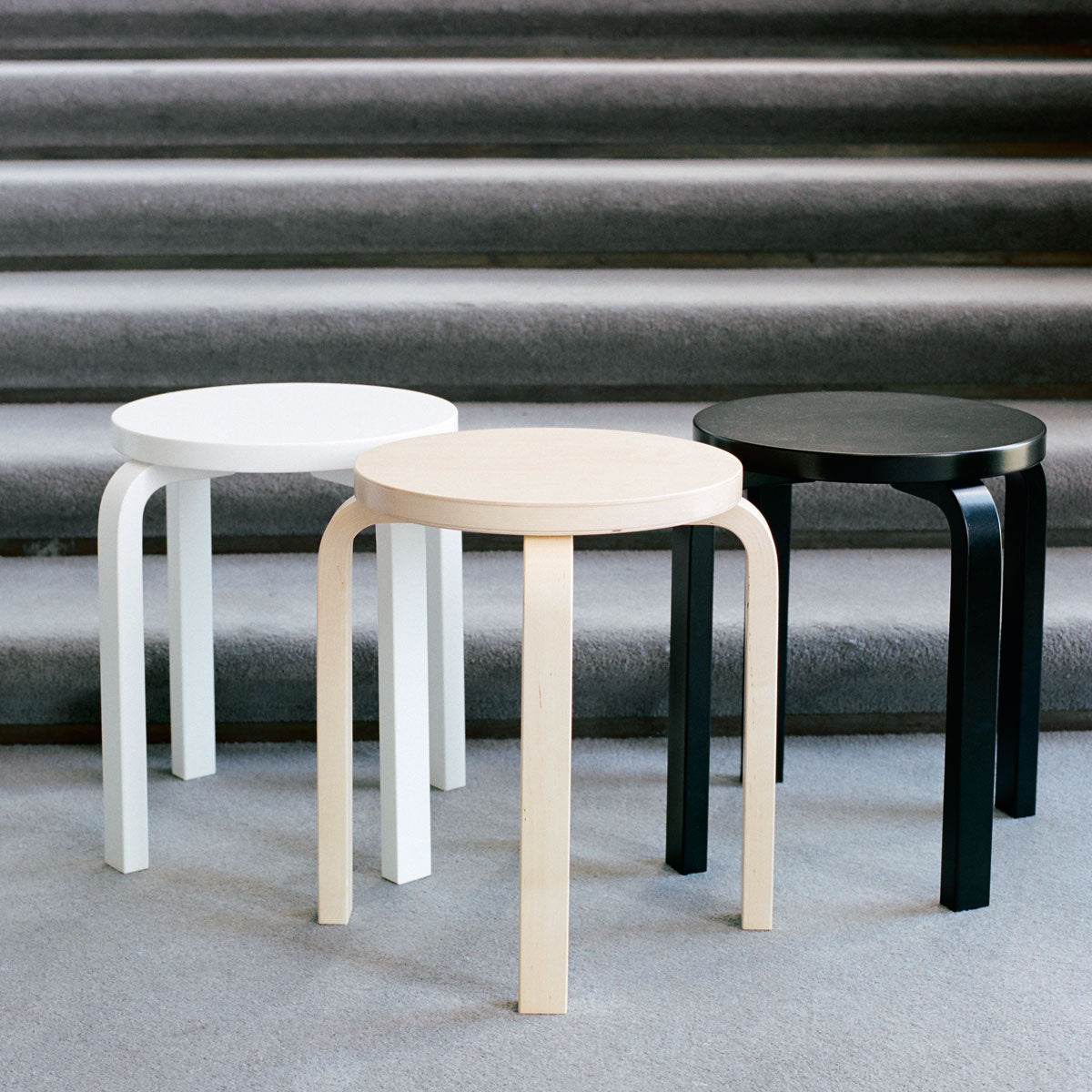 Artek Alvar Aalto - Four Legged Stools E60 - Lacquered
