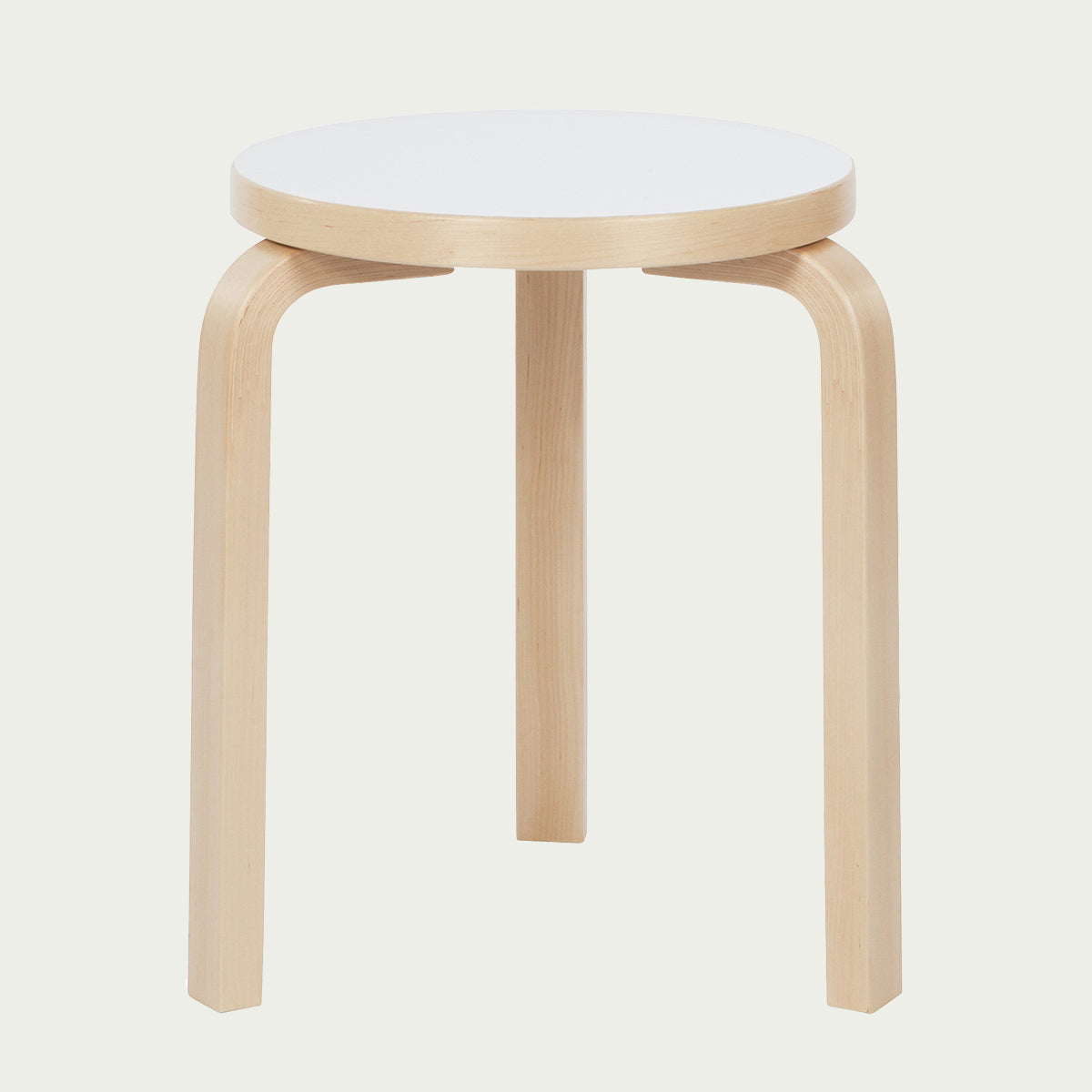 Artek Alvar Aalto Stool 60 - Three-Legged - White Laminate