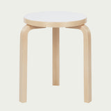 Artek Alvar Aalto Stool 60 - Three-Legged - White Laminate