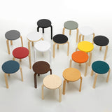 Artek Alvar Aalto Stool 60 - Three-Legged - Black Linoleum