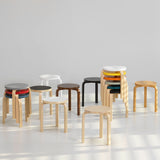 Artek Alvar Aalto Stool 60 - Three-Legged - Black Linoleum