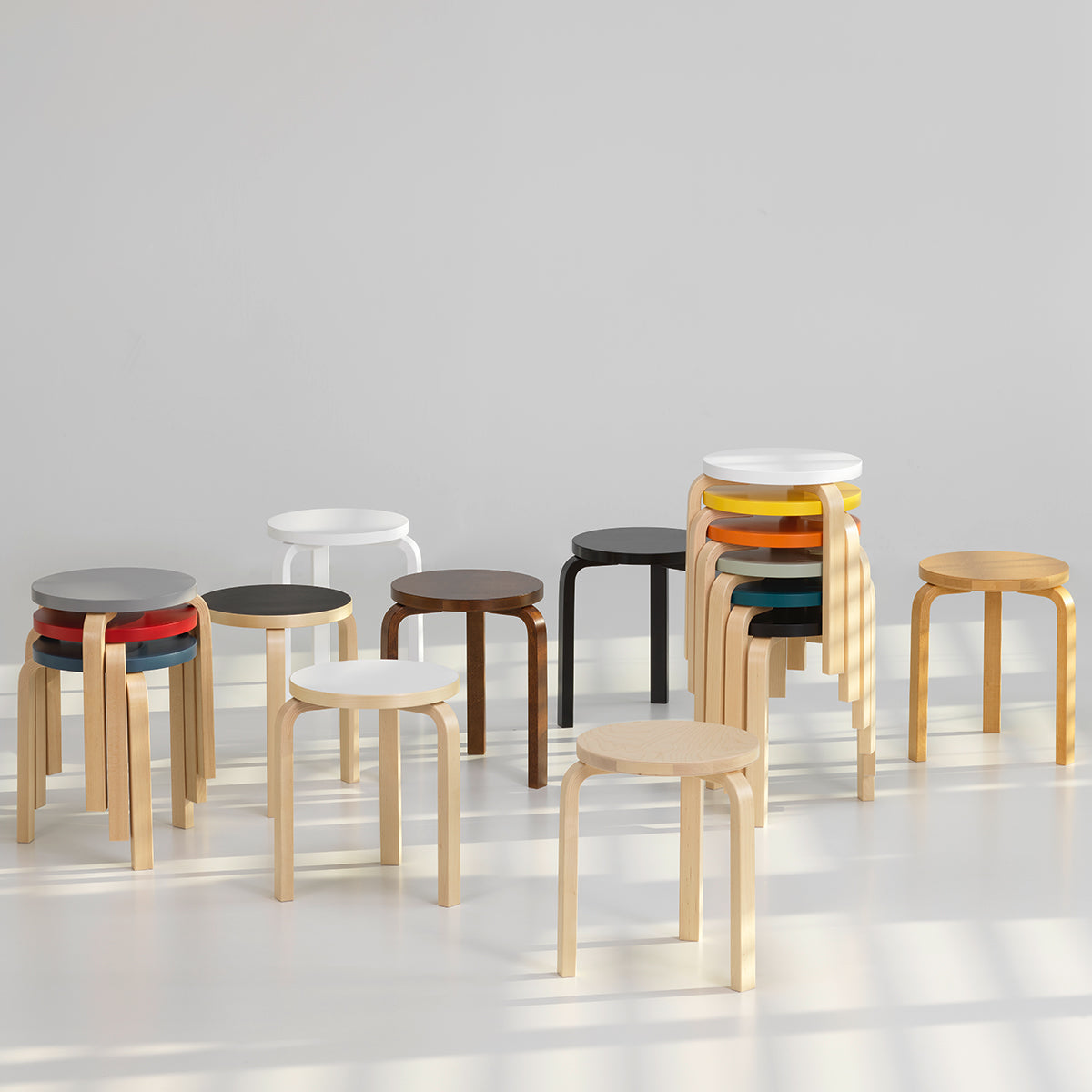 Artek Alvar Aalto Stool 60 - Three-Legged - Black Linoleum - Artek