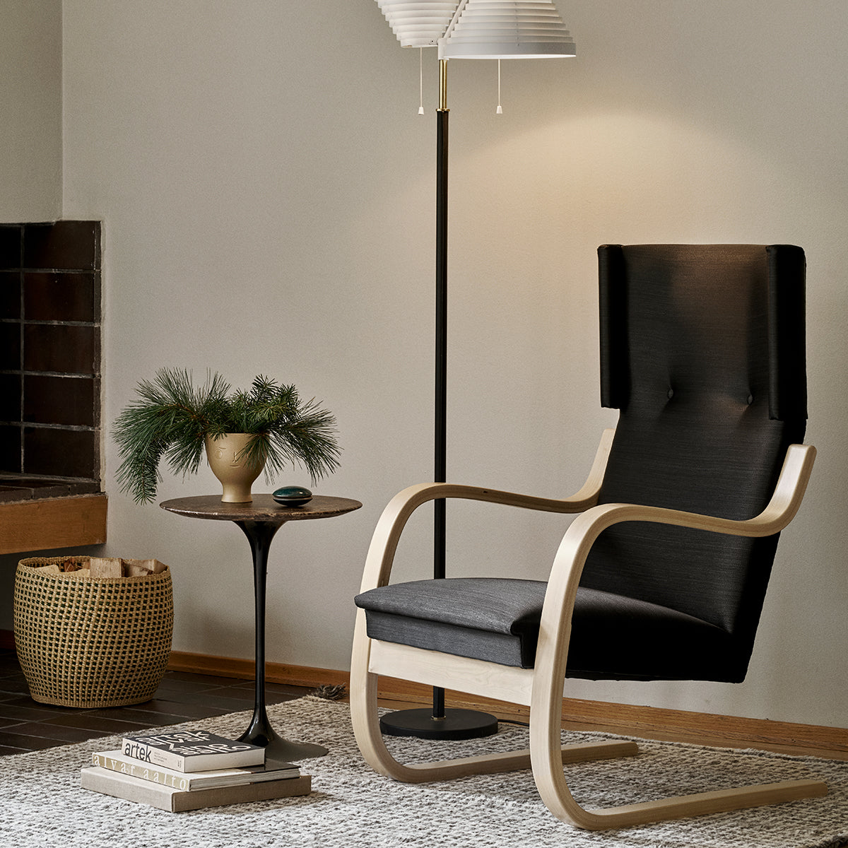 Artek Alvar Aalto Natural Birch Armchair 401 - Upholstered