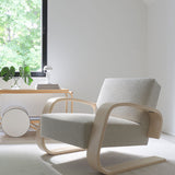 Artek Alvar Aalto - Natural Birch Lounge Chair 400 - Upholstered