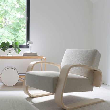 Artek Alvar Aalto Natural Birch Lounge Chair 400 - Upholstered