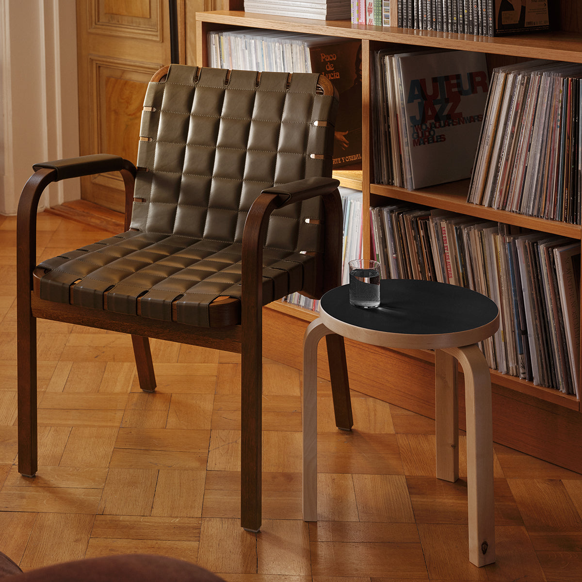 Artek Alvar Aalto Stool 60 - Three-Legged - Black Linoleum