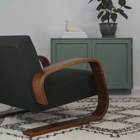 Artek Alvar Aalto Natural Birch Lounge Chair 400 - Upholstered