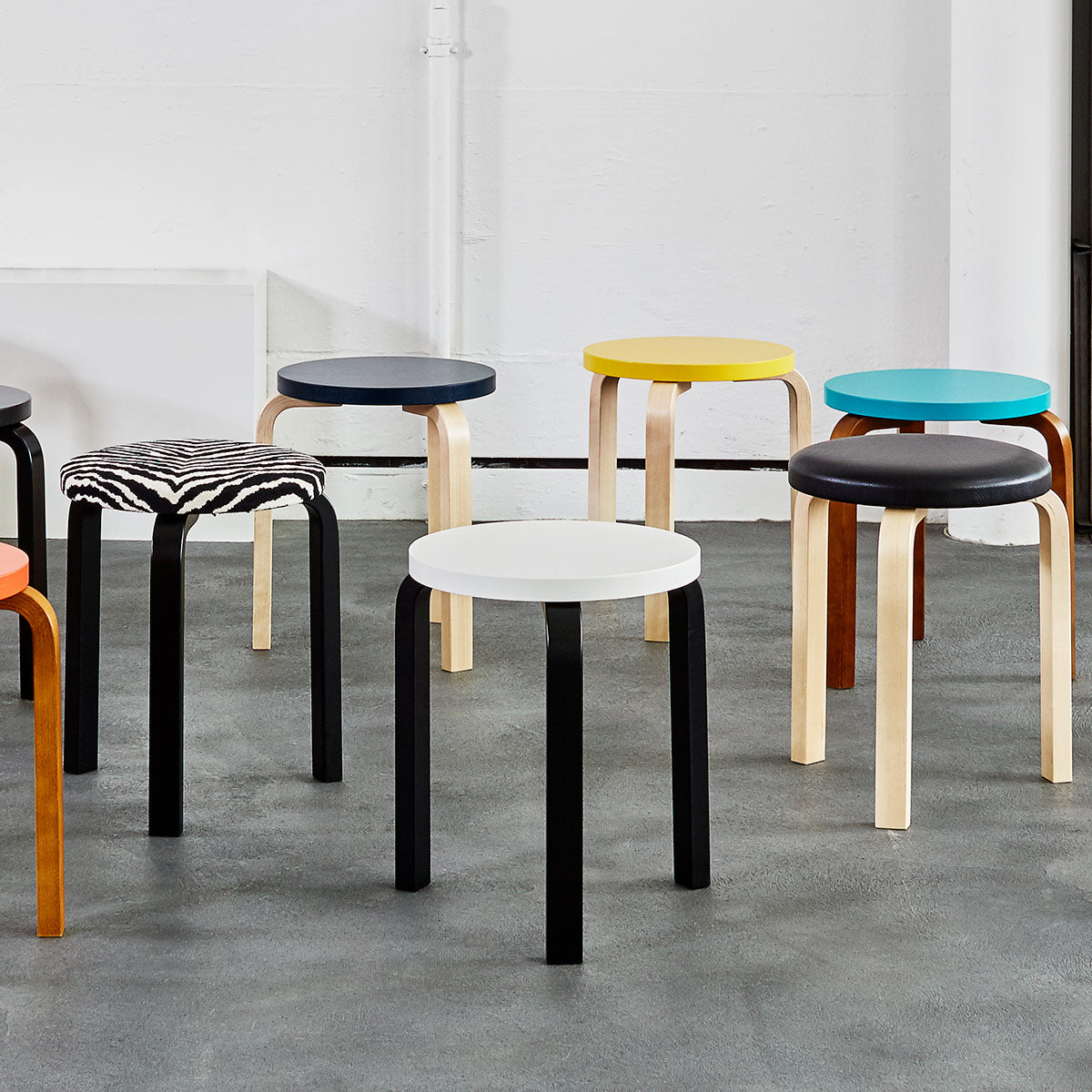 Artek Alvar Aalto Stool 60 - Three-Legged - Upholstered Seat