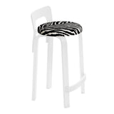 Artek Alvar Aalto Low Back Kitchen / Bar Stool K65 - White Lacquered with Upholstered Seat