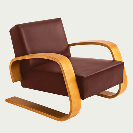 Artek Alvar Aalto Natural Birch Lounge Chair 400 - Upholstered