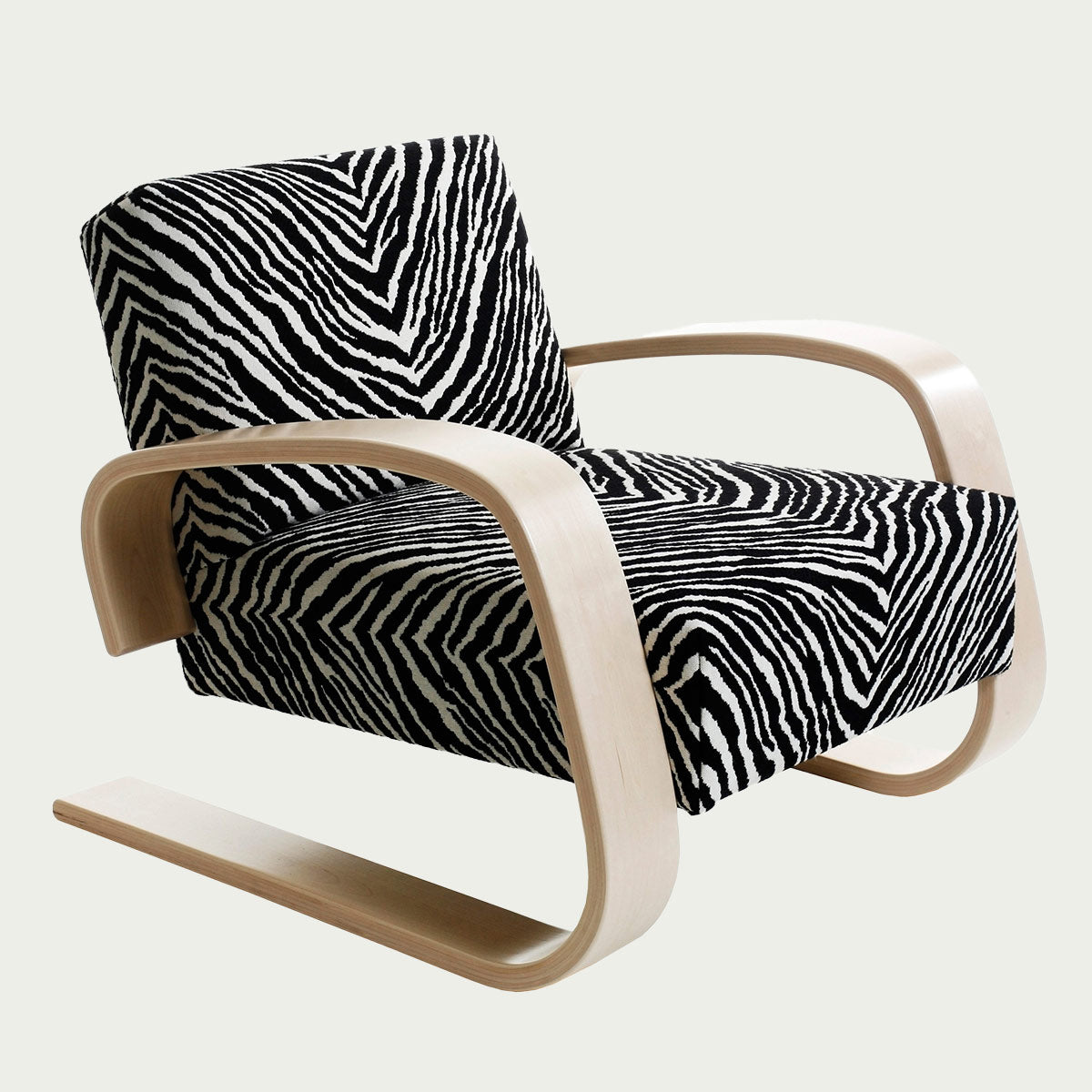 Artek Alvar Aalto Natural Birch Lounge Chair 400 - Upholstered