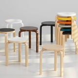 Artek Alvar Aalto Stool 60 - Three-Legged - White Laminate