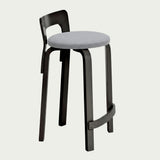 Artek Alvar Aalto Low Back Kitchen / Bar Stool K65 - Upholstered Seat