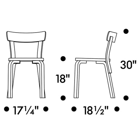 Artek Alvar Aalto Chair 69 - Lacquered Seat & Backrest