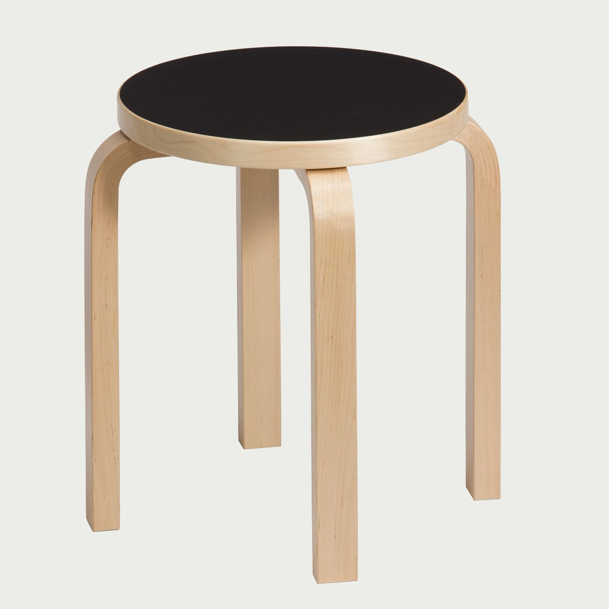 Artek Alvar Aalto - Four Legged Stool E60 - Black Linoleum