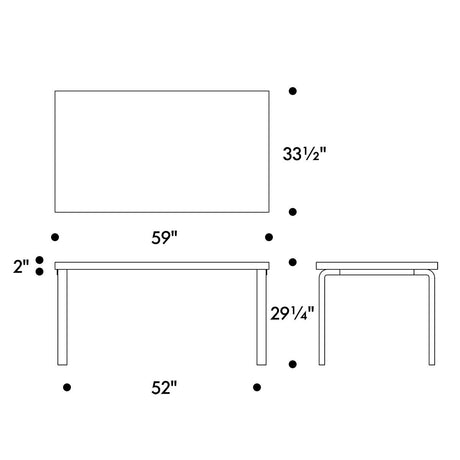 Artek Alvar Aalto Rectangular Table 82A