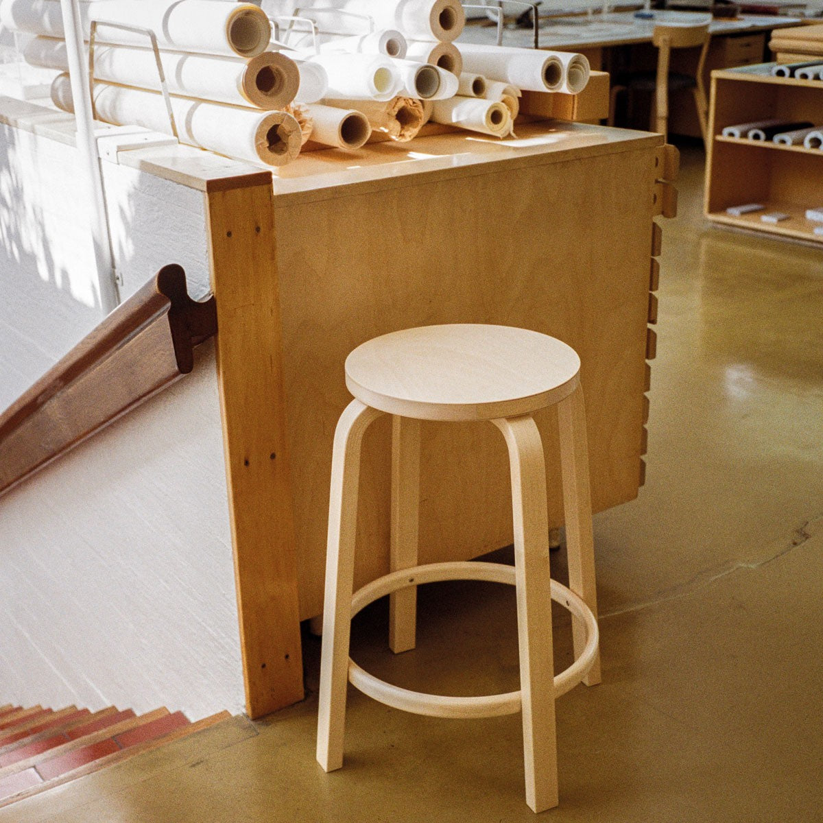Artek Alvar Aalto Counter Stool 64 - Natural Birch - 25.5