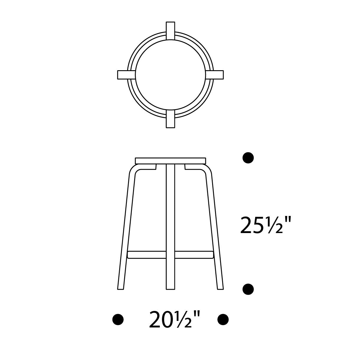 Artek Alvar Aalto Counter Stool 64 - Black Linoleum Seat - 25.5" H