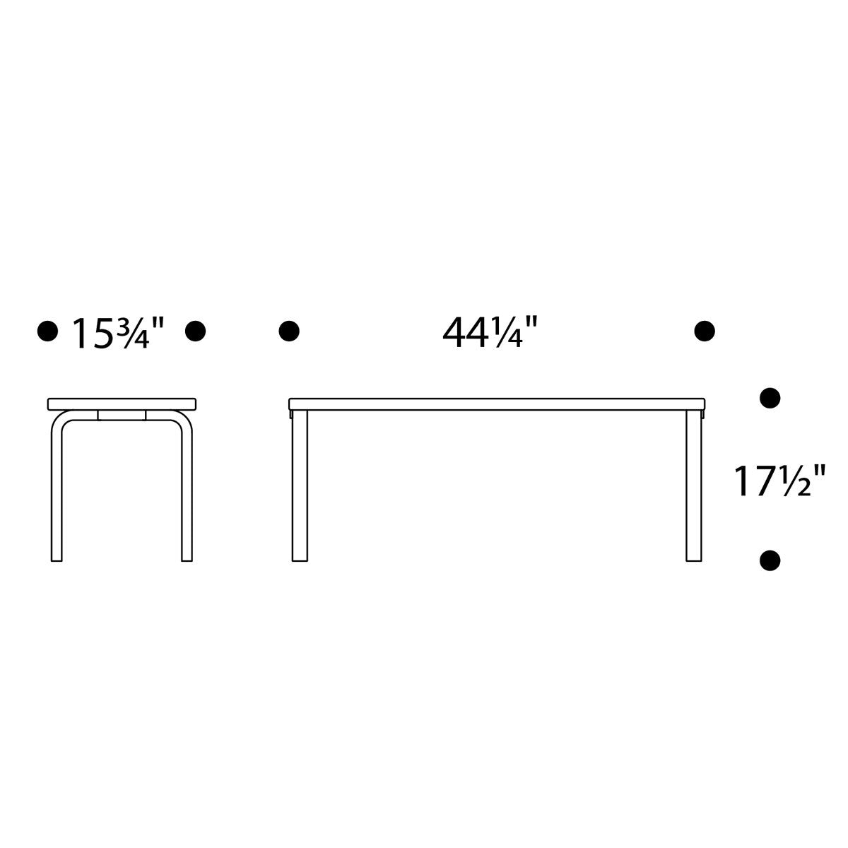 Artek Alvar Aalto Bench 153A - Solid Top