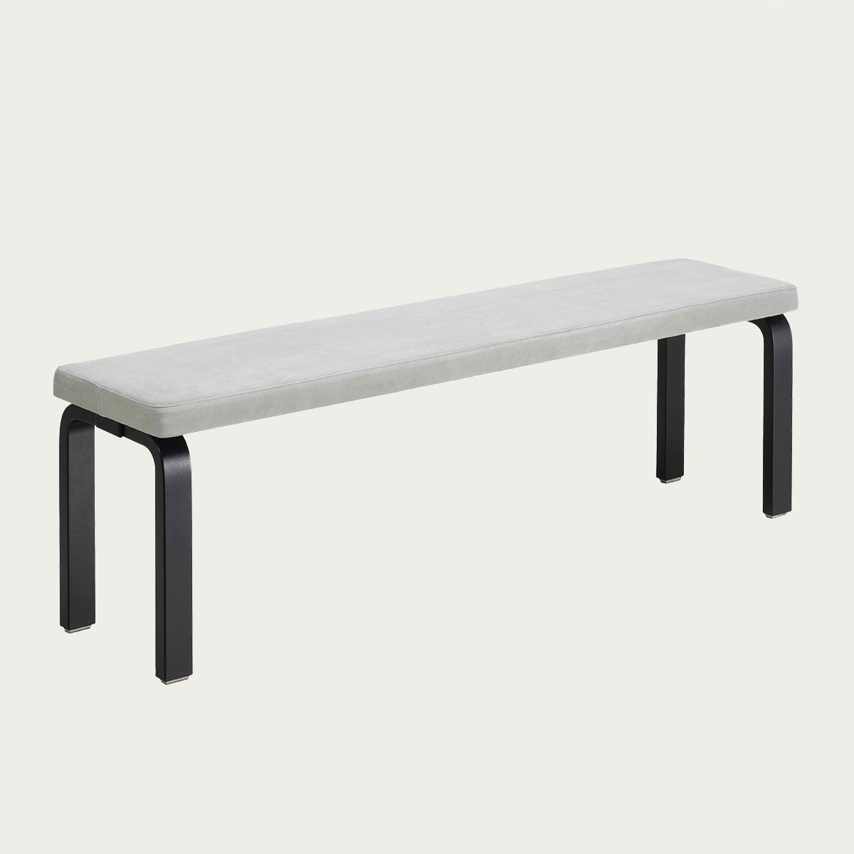 Artek Alvar Aalto Bench 168B - Upholstered Seat w/ Black Lacquered Legs