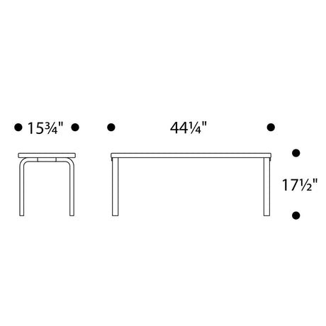 Artek Alvar Aalto Bench 153A - Solid Top