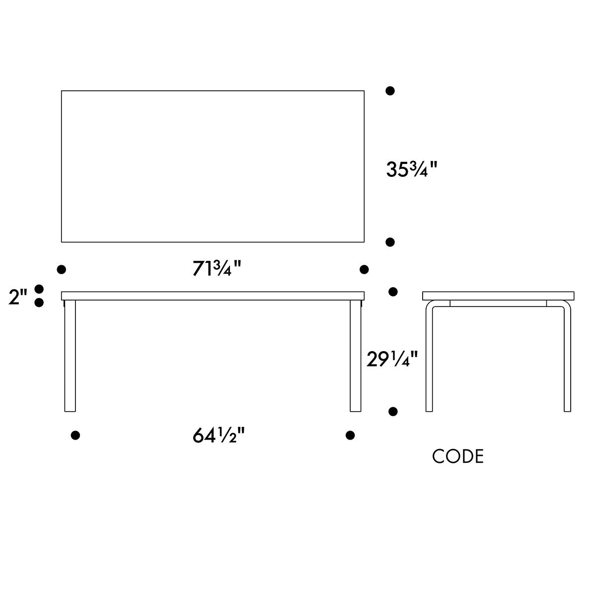 Artek Alvar Aalto Rectangular Table 83