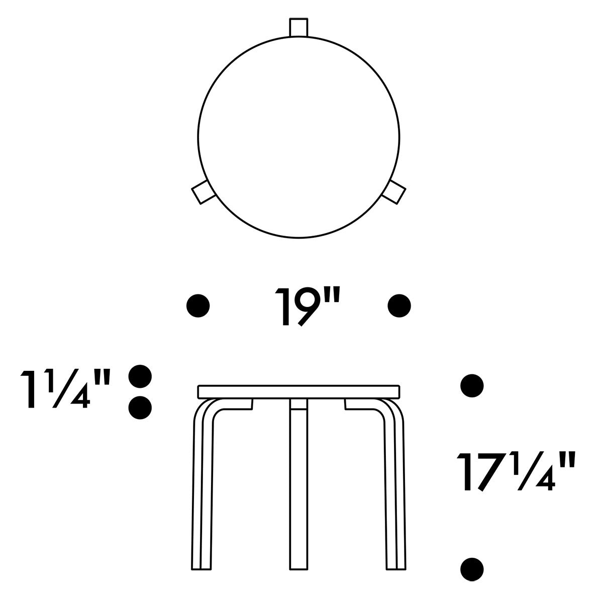 Artek Alvar Aalto 3-Legged Round Table 90D