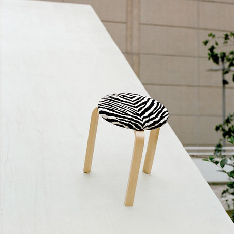 Artek Alvar Aalto - Three-Legged Stool 60 - Birch Legs with Zebra Seat