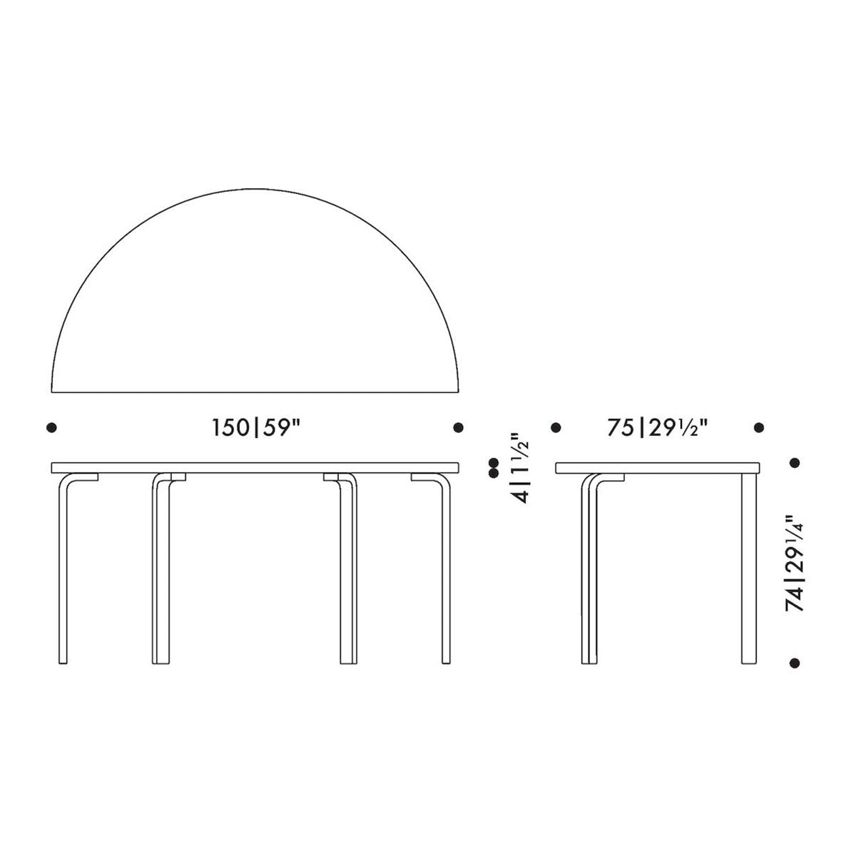 Artek Alvar Aalto Half-Round Table 96