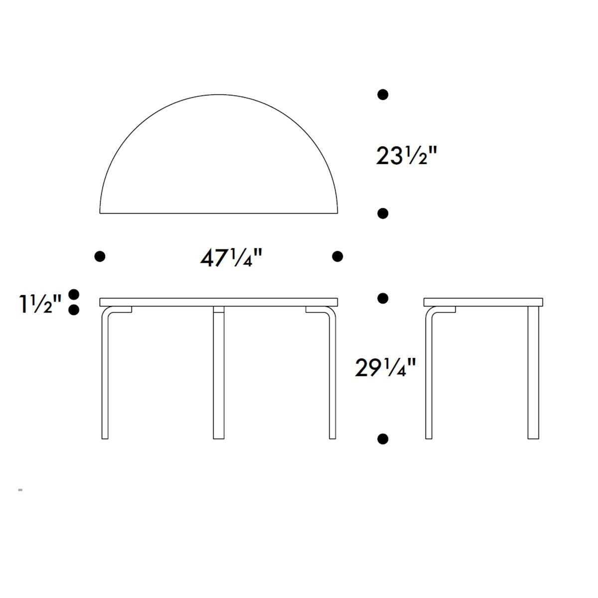 Artek Alvar Aalto Half-Round Table 95