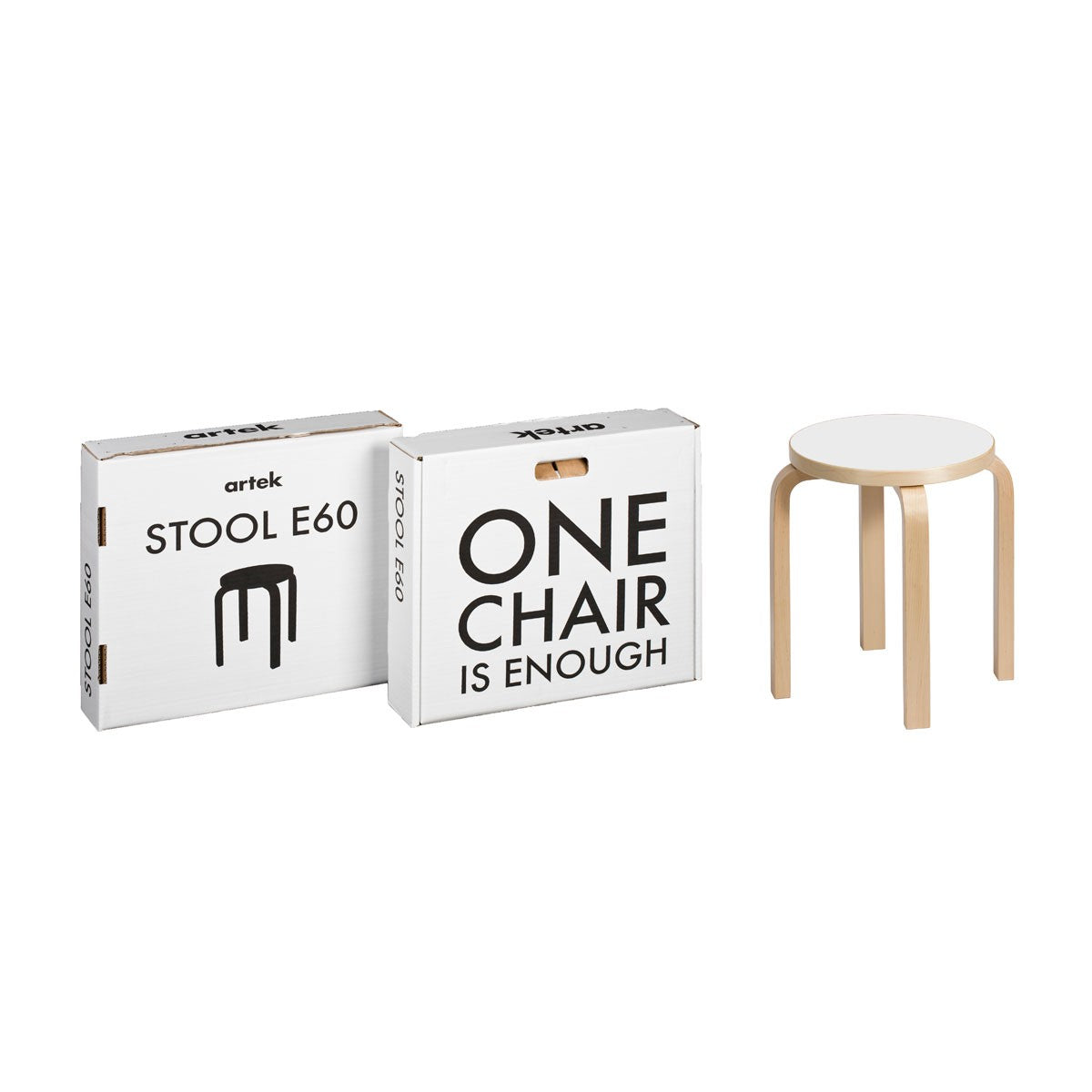 Artek Alvar Aalto - Four Legged Stool E60 - White Laminate