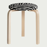 Artek Alvar Aalto - Three-Legged Stool 60 - Birch Legs with Zebra Seat