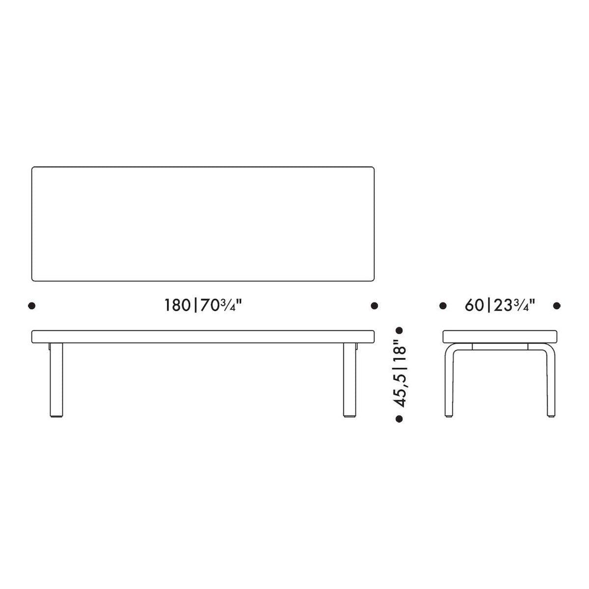 Artek Alvar Aalto Bench 167 - Upholstered Seat w/ Birch Legs