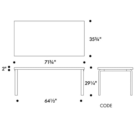 Artek Alvar Aalto Rectangular Table 83